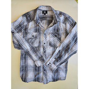 Rock & Republic LS black and white plaid shirt. Size Medium